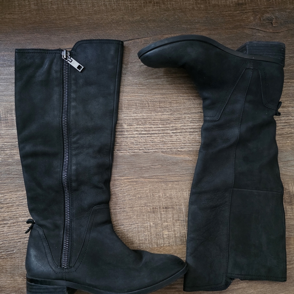 Black Suede Riding Knee-High Women's Boots